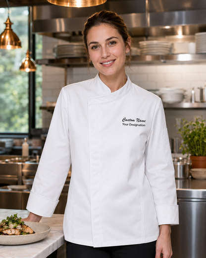 Custom Restaurant Chef Jacket – Embroidered Executive Chef Coat with Logo
