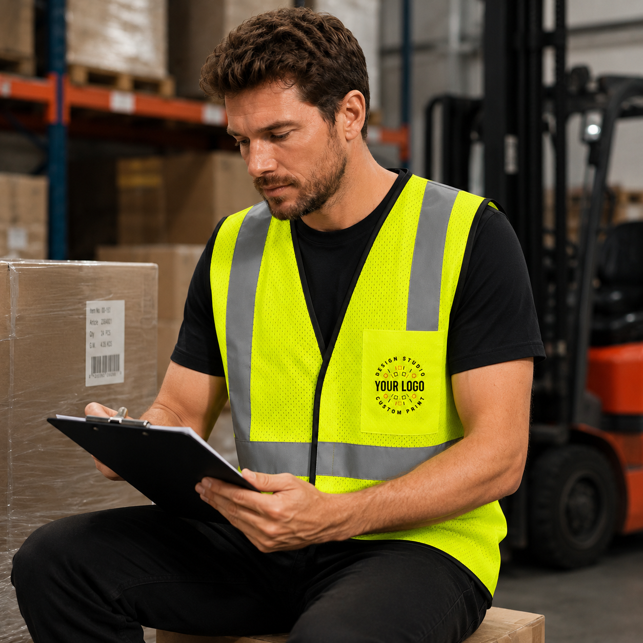 Custom High-Visibility Safety Vest with Logo – Lime Mesh Work Vest for Outdoor Crews