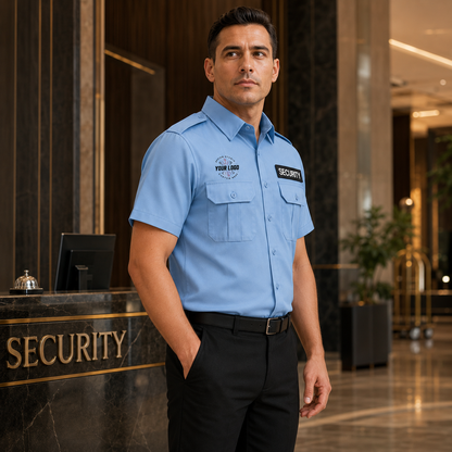 Light Blue Security Guard Uniform Shirt with Logo