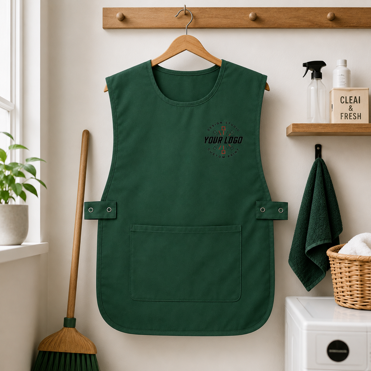 House Cleaning Apron with Logo – Professional Maid Service Uniform