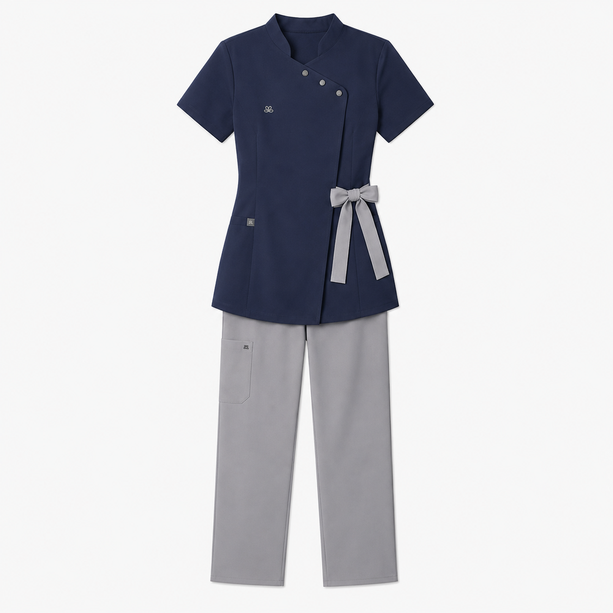 Women’s Spa Scrub Uniform Set – Logo Wrap Top & Pants