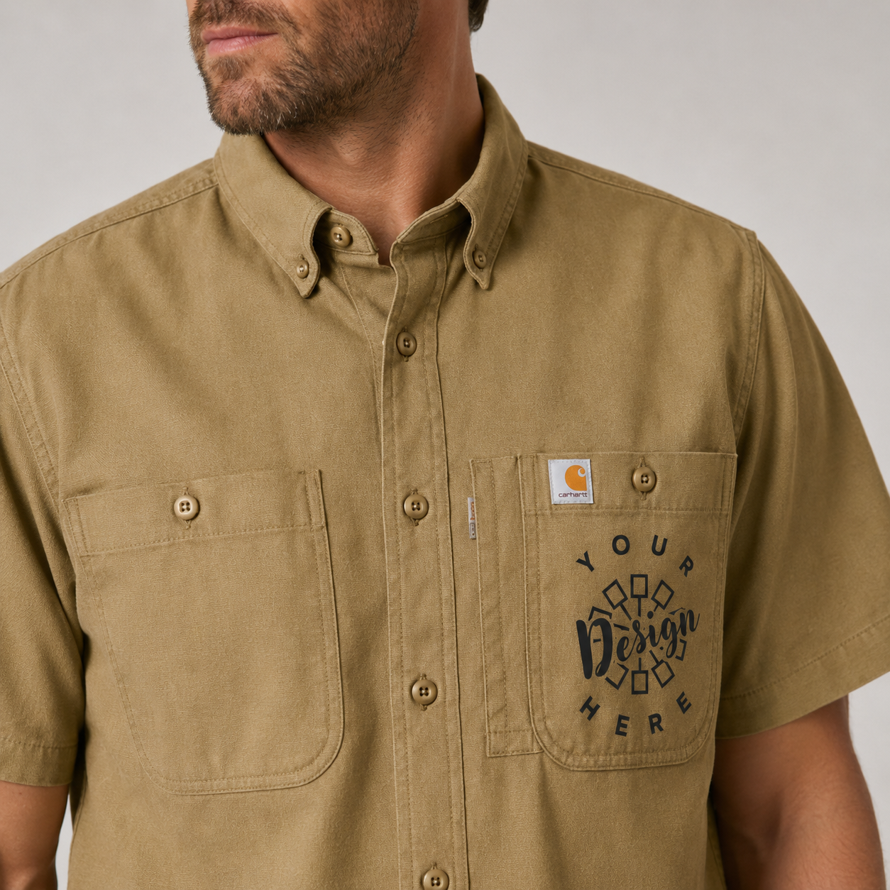 Carhartt Work Shirt with Logo – Short Sleeve Button-Down Uniform Shirt