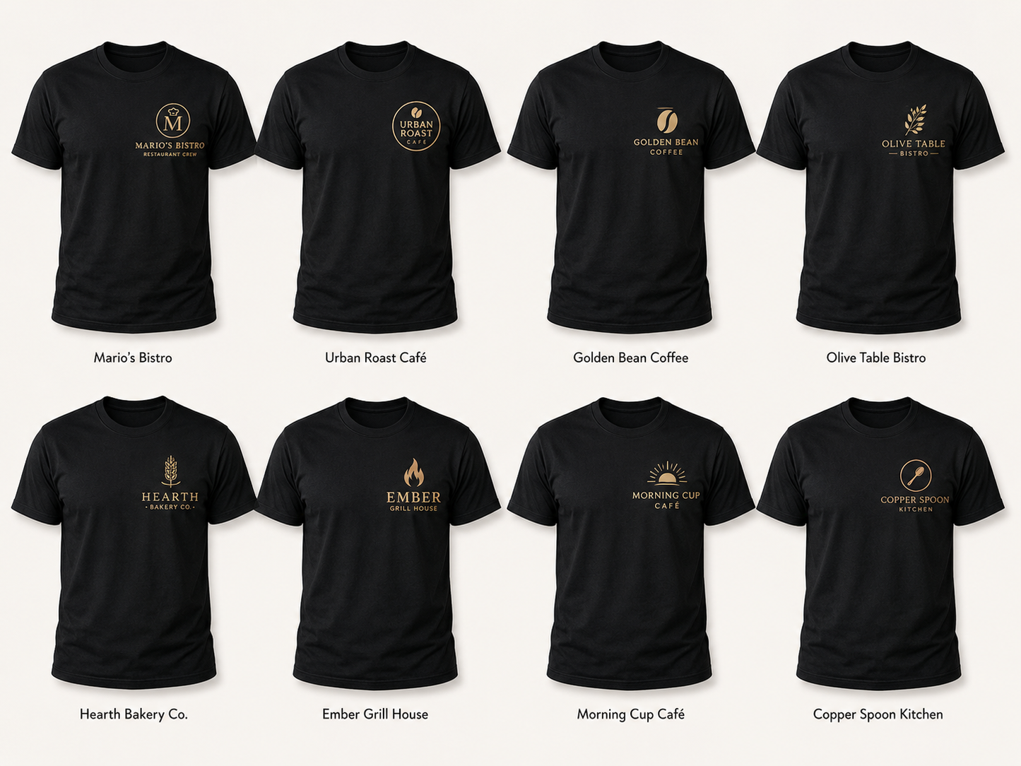 Restaurant Staff T-Shirt – Front & Back Logo Uniform Shirt for Cafe & Bar Crew