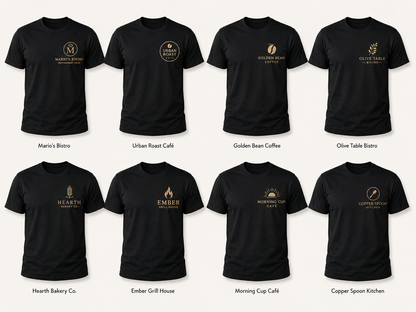 Restaurant Staff T-Shirt – Front & Back Logo Uniform Shirt for Cafe & Bar Crew