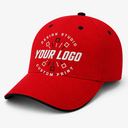 Custom Embroidered Contrast Trim Brushed Cotton Cap