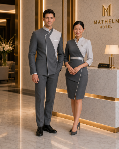 Men’s Hotel Concierge Uniform with Logo – Luxury Reception Staff Outfit