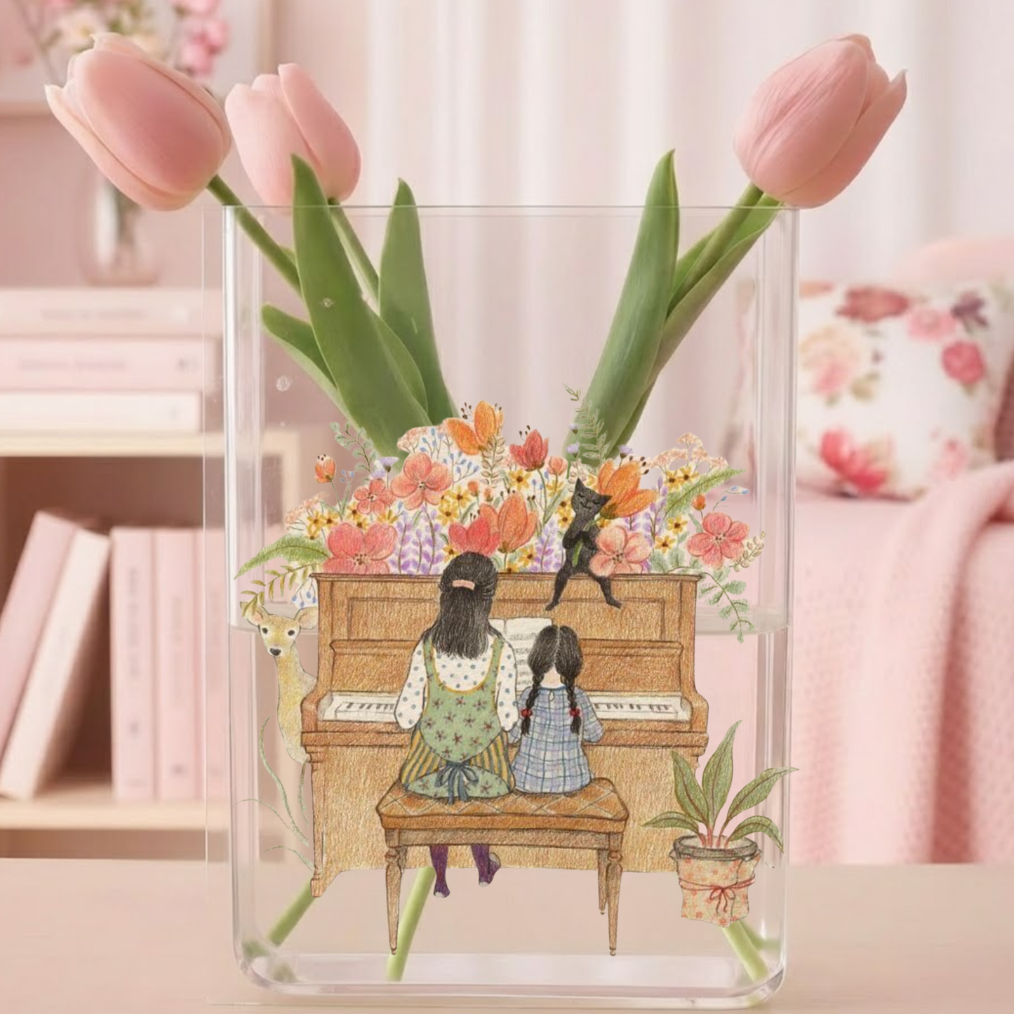 Music Love Acrylic Flower Vase