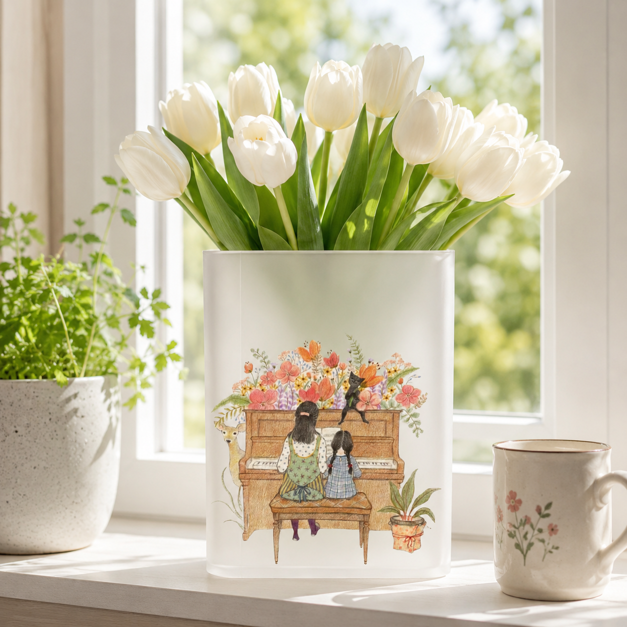Music Love Acrylic Flower Vase