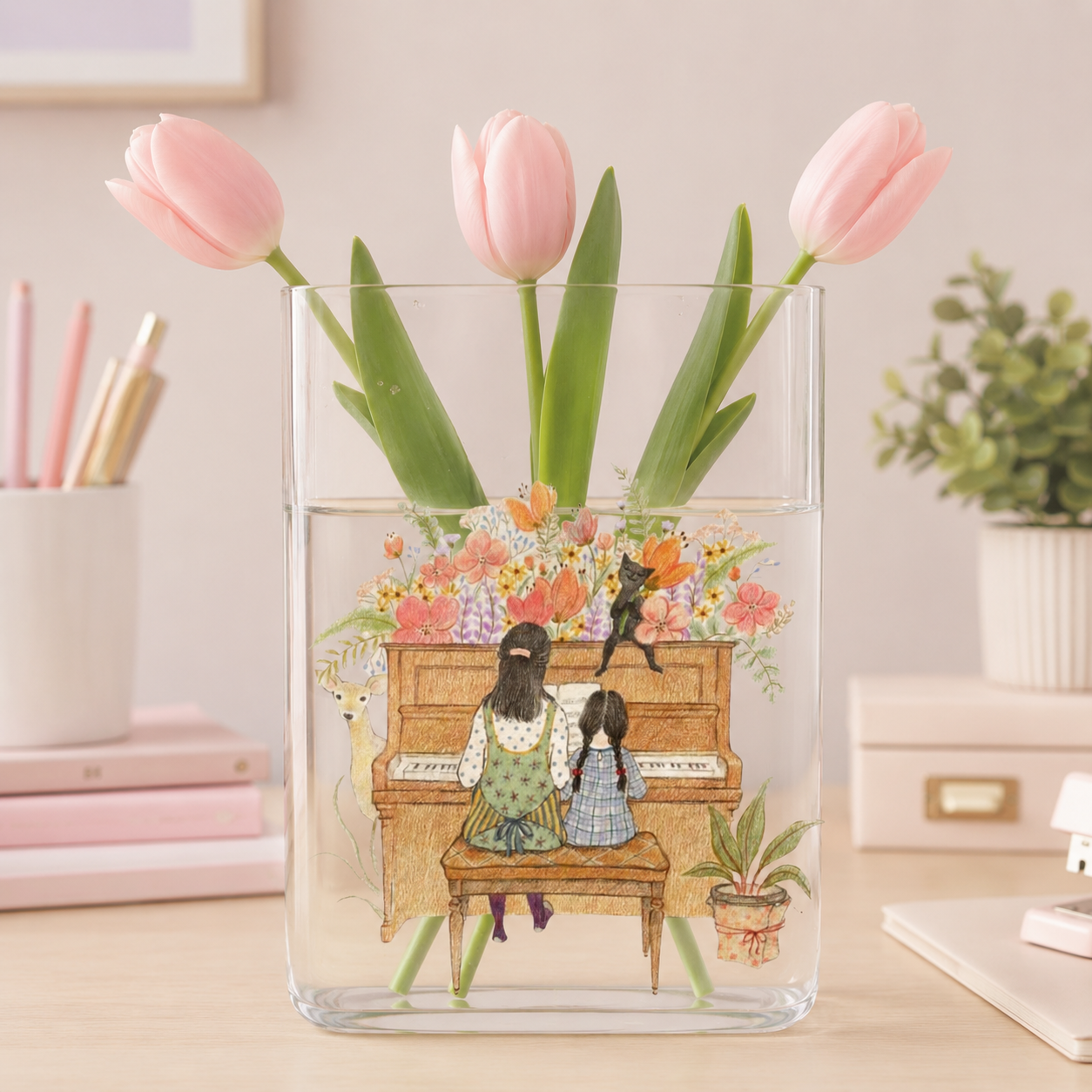 Music Love Acrylic Flower Vase