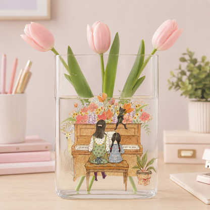 Music Love Acrylic Flower Vase