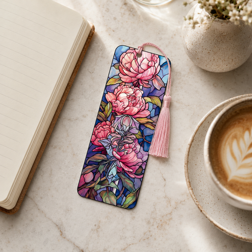 Pink Peony Acrylic Suncatcher Bookmark