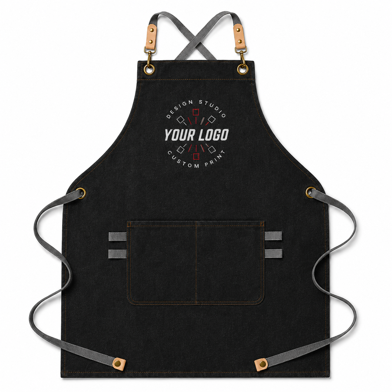 Canvas Leather Apron with Logo – Handmade Work Apron for Chefs & Makers