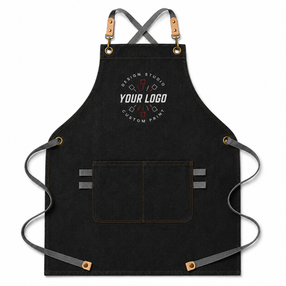 Canvas Leather Apron with Logo – Handmade Work Apron for Chefs & Makers