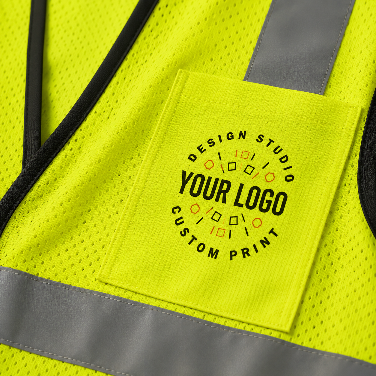 Custom High-Visibility Safety Vest with Logo – Lime Mesh Work Vest for Outdoor Crews