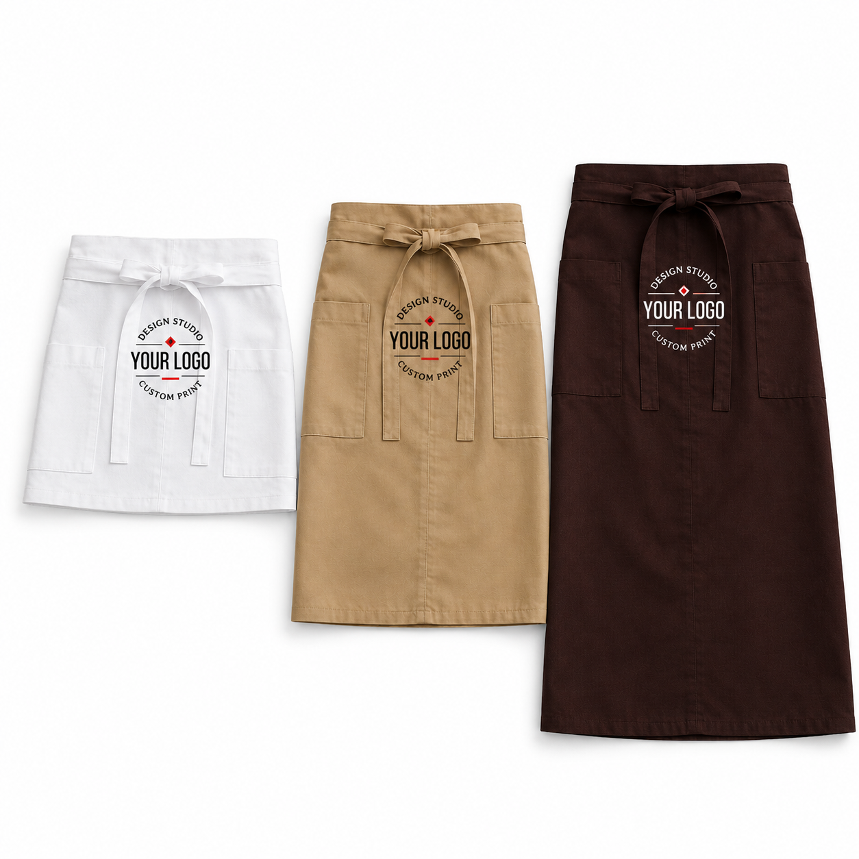 Logo Waist Apron – Professional 3-Length Apron for Restaurants, Cafes & Salons
