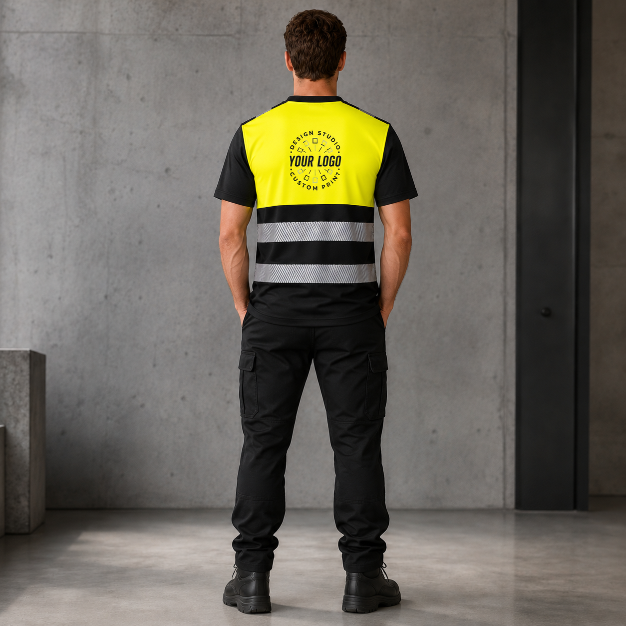 Custom High-Visibility Work T-Shirt with Logo – Reflective Safety Shirt for Outdoor Teams