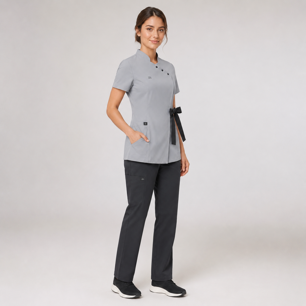 Women’s Spa Scrub Uniform Set – Logo Wrap Top & Pants