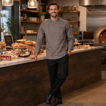 Long Sleeve Chef Jacket – Modern Kitchen Service Coat with Logo