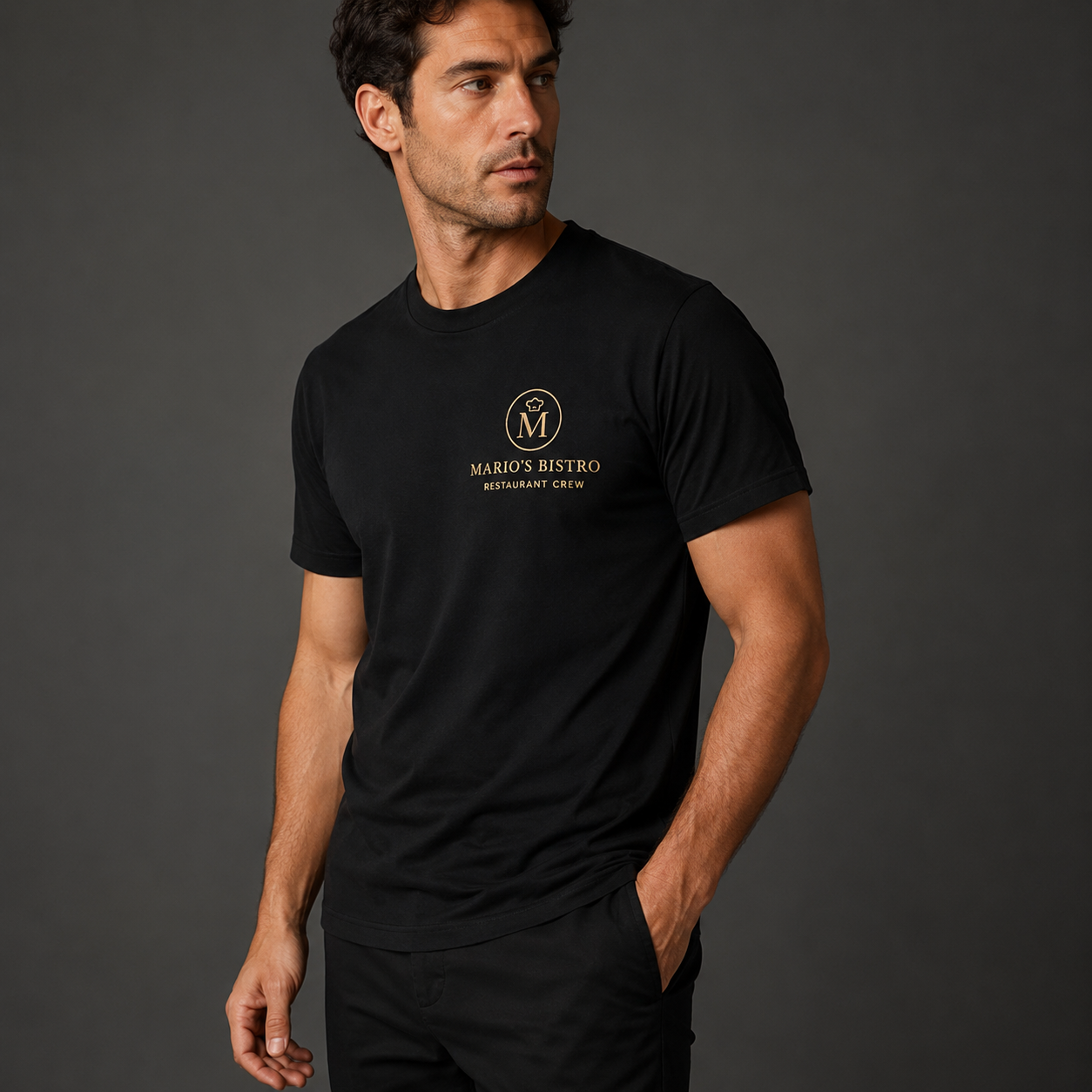 Restaurant Staff T-Shirt – Front & Back Logo Uniform Shirt for Cafe & Bar Crew