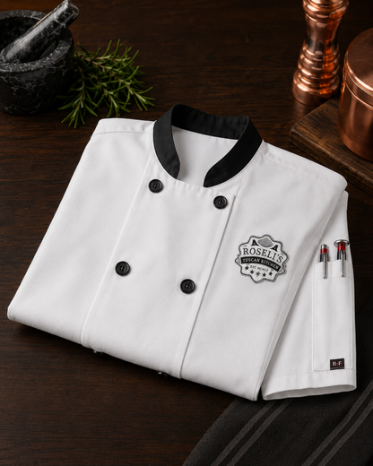 Short Sleeve Chef Jacket – Embroidered Restaurant Chef Coat with Logo