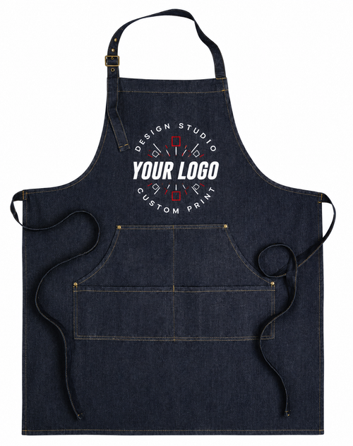 Logo Denim Bib Apron – Unisex Work Apron with Pockets