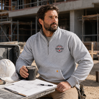 Custom Carhartt 1/4-Zip Sweatshirt with Logo – Midweight Mock Neck Workwear Pullover