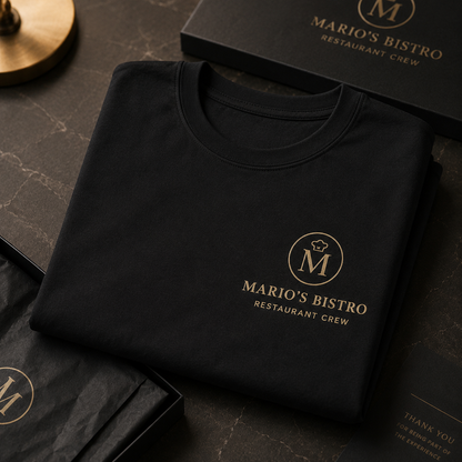 Restaurant Staff T-Shirt – Front & Back Logo Uniform Shirt for Cafe & Bar Crew
