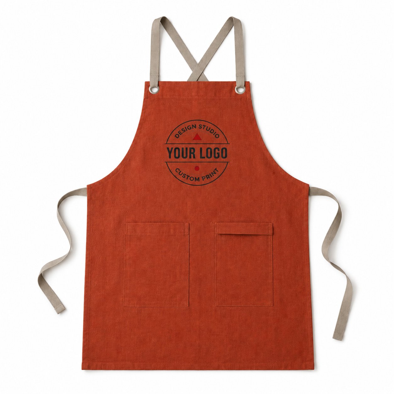 Logo & Name Cross-Back Apron – Linen-Look Bib Apron for Restaurants & Cafes