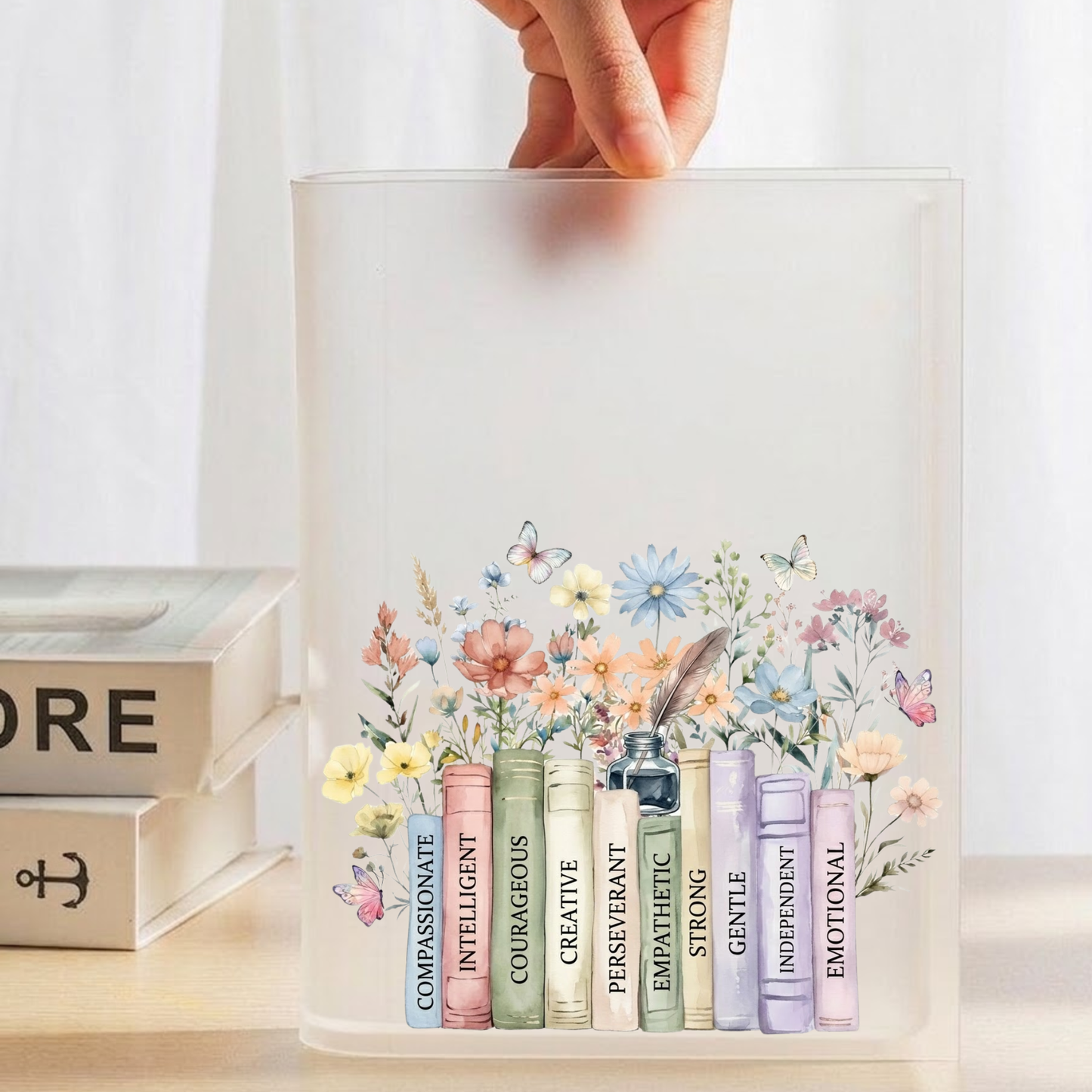 Floral Bookshelf Acrylic Vase