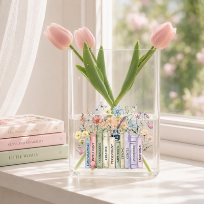 Floral Bookshelf Acrylic Vase
