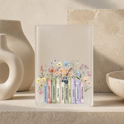 Floral Bookshelf Acrylic Vase