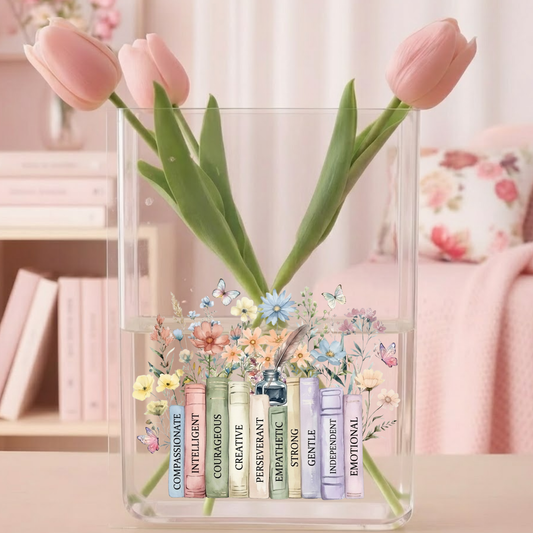 Floral Bookshelf Acrylic Vase