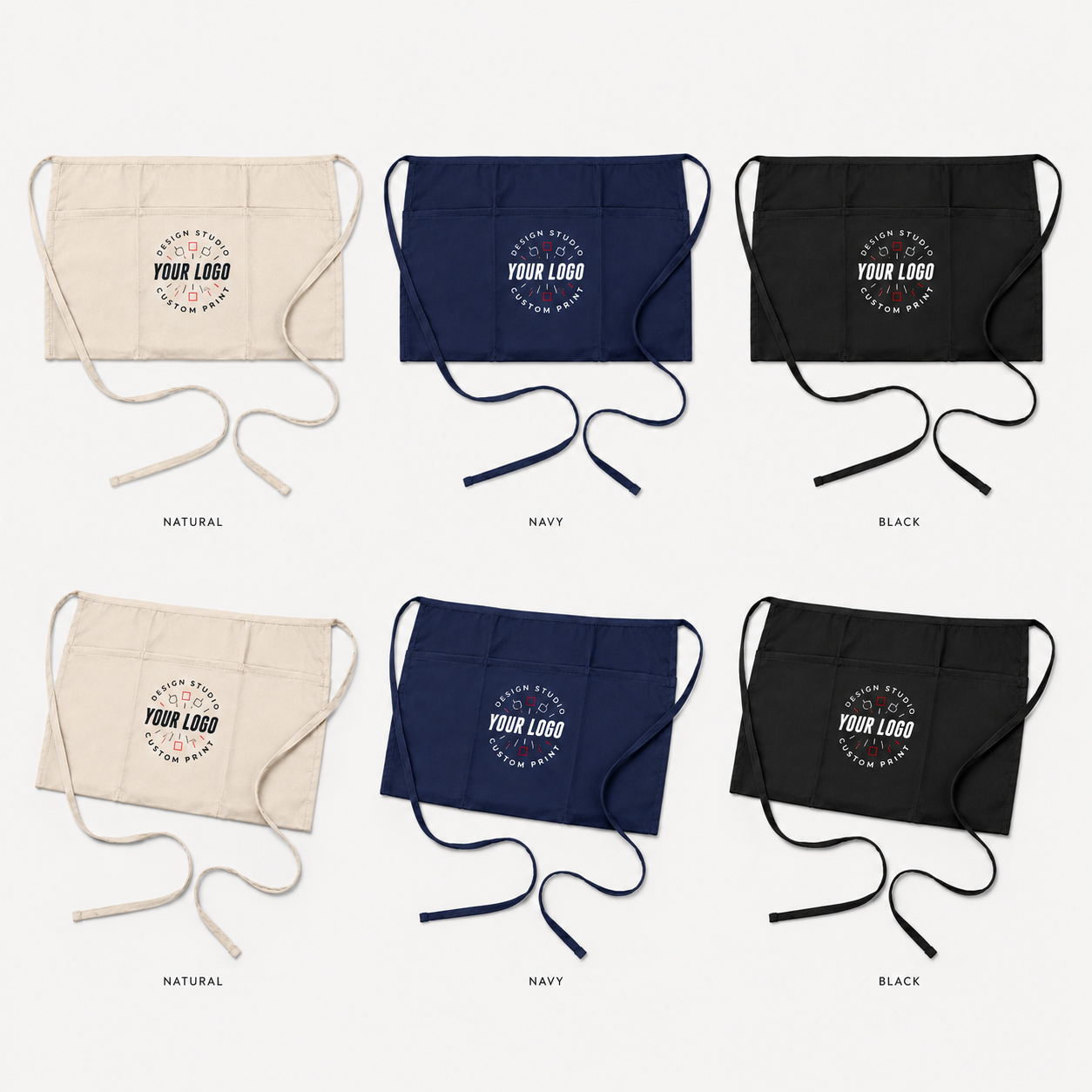 Logo Waist Apron – Half Apron for Servers, Catering & Event Staff