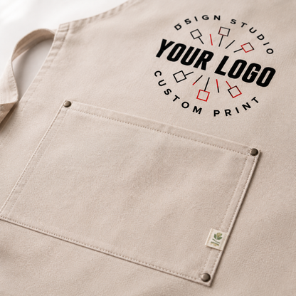 Sustainable Chef Apron – Recycled Material Logo Apron with Front Pocket