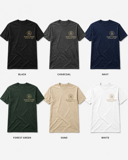 Restaurant Staff T-Shirt – Front & Back Logo Uniform Shirt for Cafe & Bar Crew