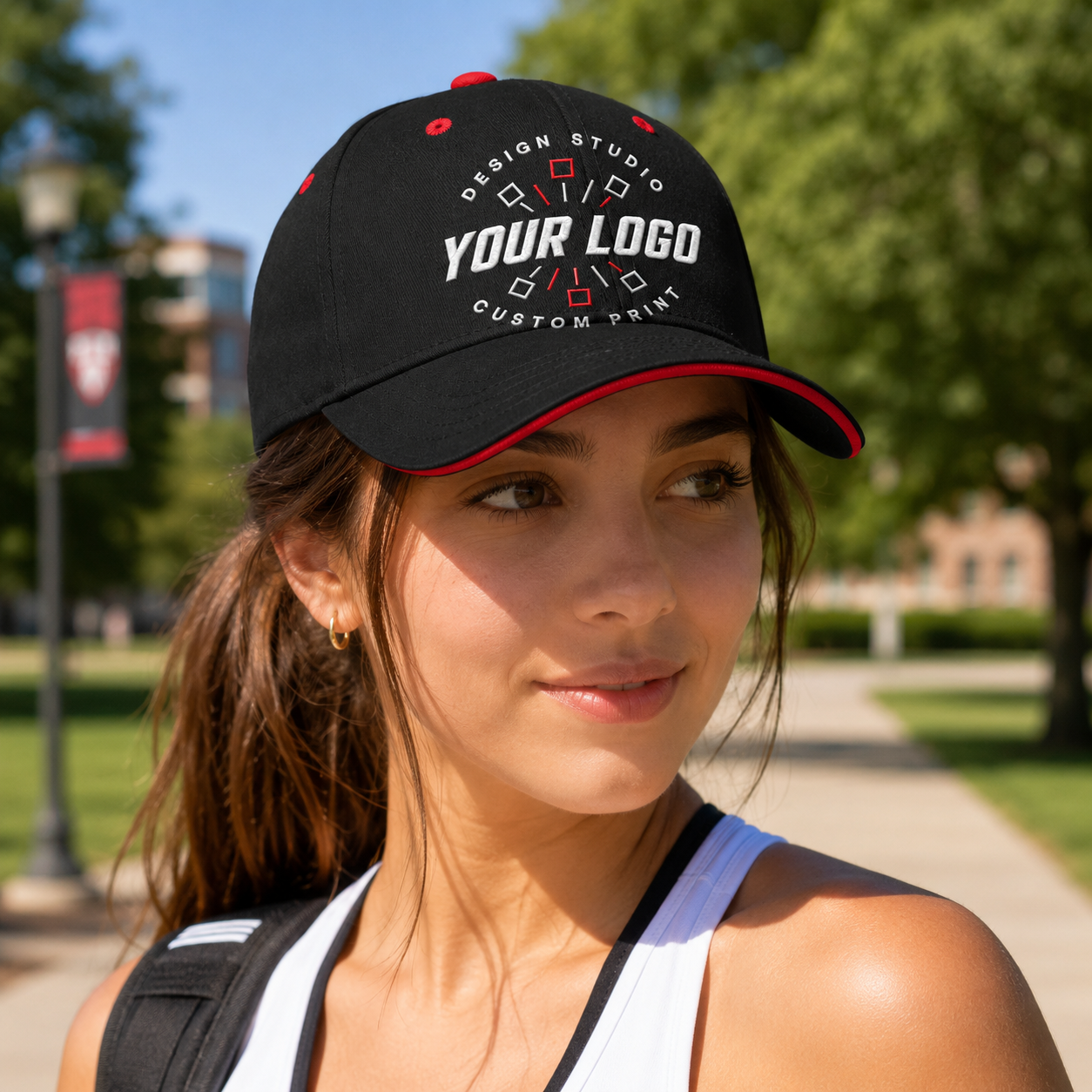Custom Embroidered Contrast Trim Brushed Cotton Cap