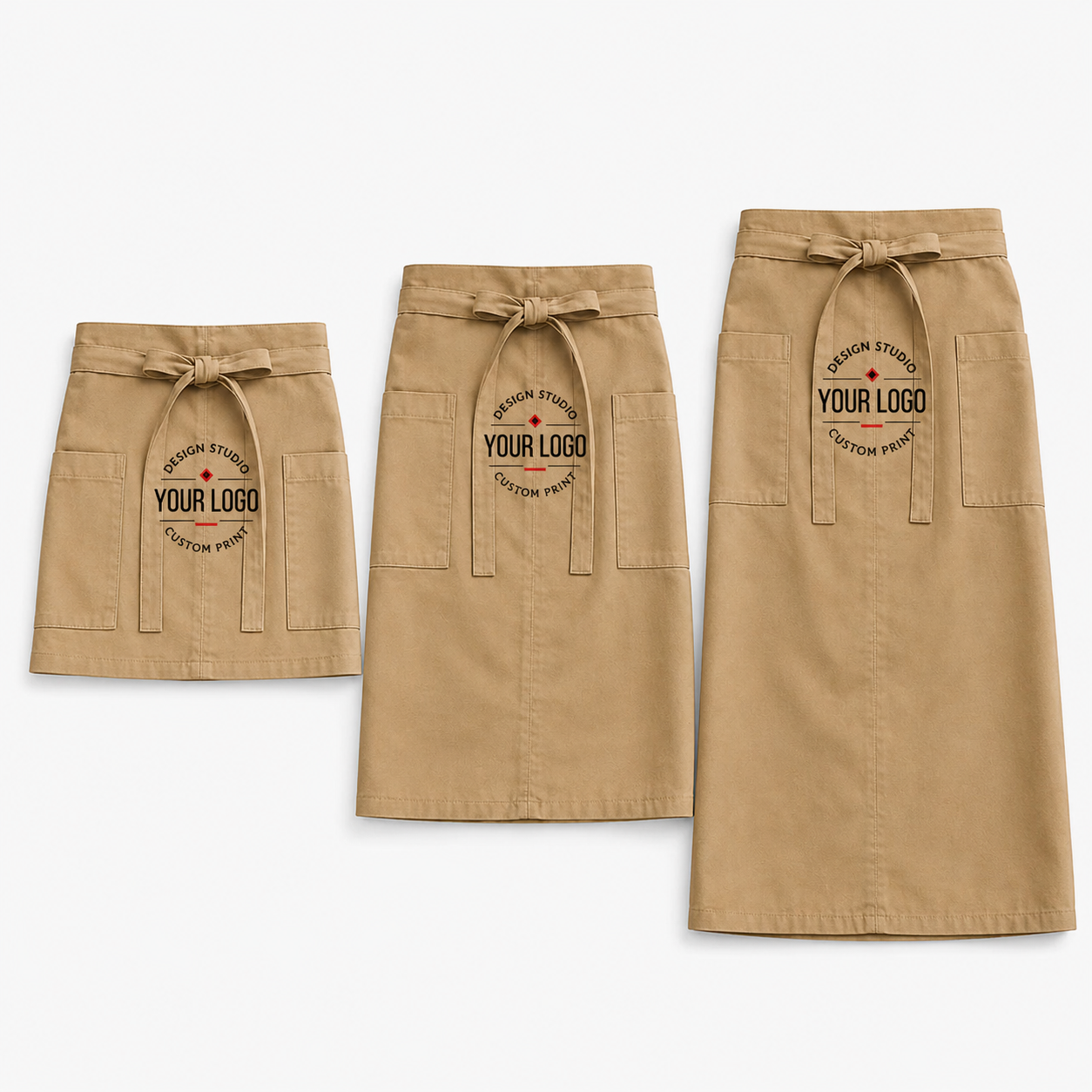 Logo Waist Apron – Professional 3-Length Apron for Restaurants, Cafes & Salons