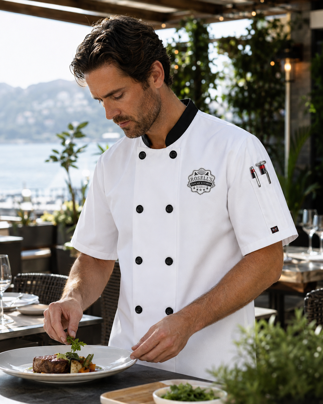 Short Sleeve Chef Jacket – Embroidered Restaurant Chef Coat with Logo