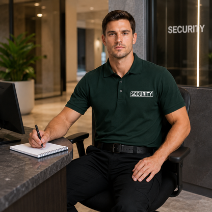 Security Polo Shirt with Front & Back Print – Professional Guard Uniform