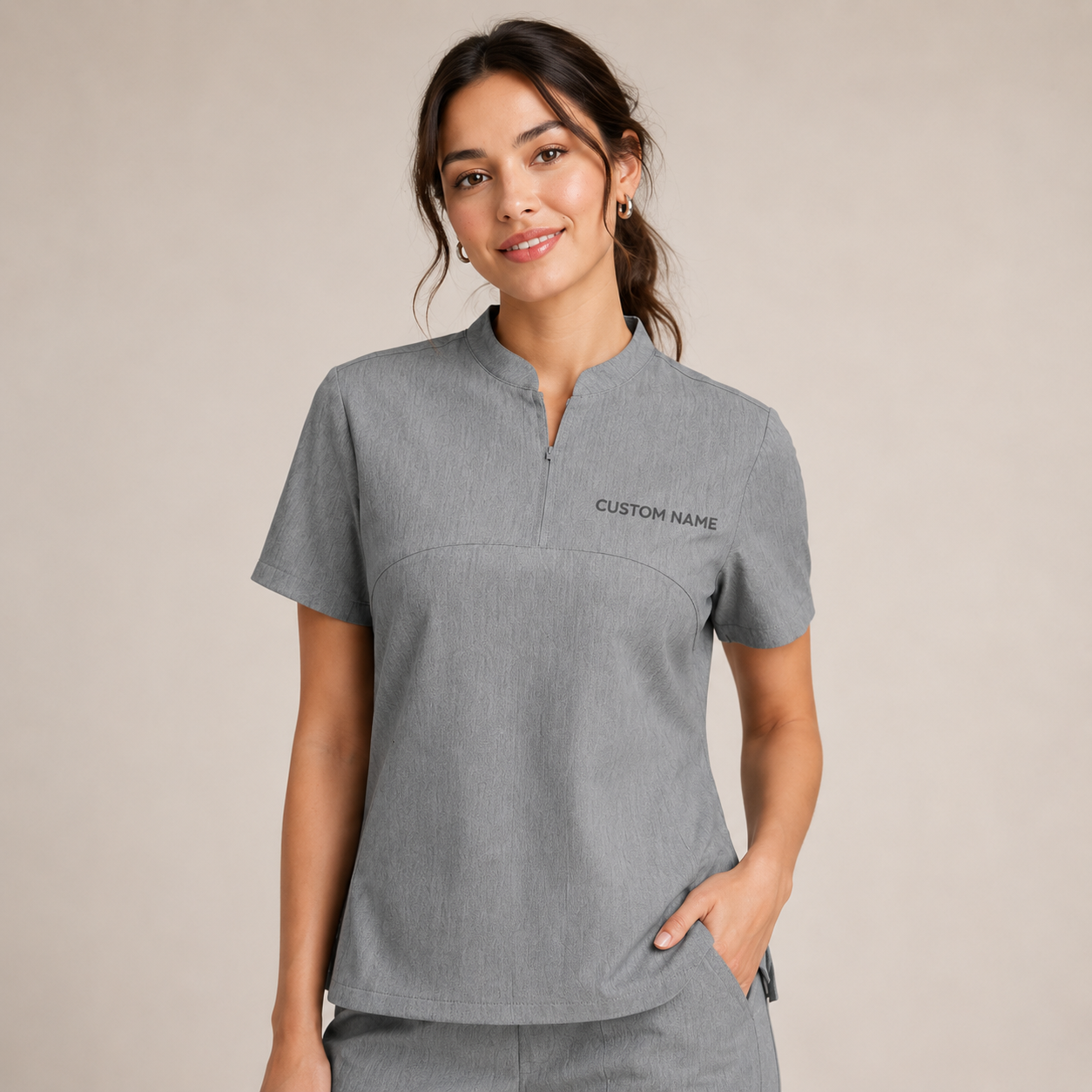 Personalized Scrub Set with Name – Short Sleeve Clinic Uniform for Spa & Salon Staff