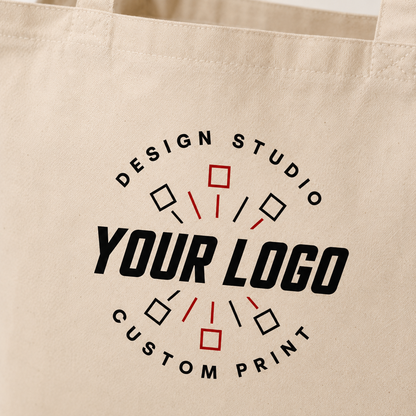 Logo Printed Cotton Tote Bag – Simple One-Side Custom Tote