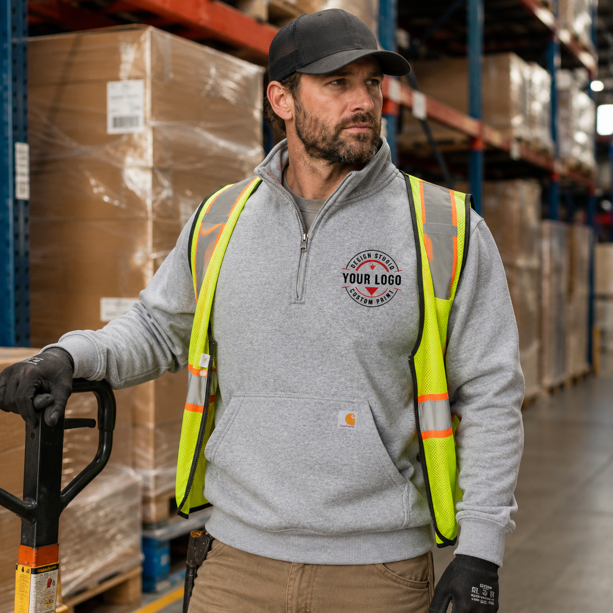 Custom Carhartt 1/4-Zip Sweatshirt with Logo – Midweight Mock Neck Workwear Pullover