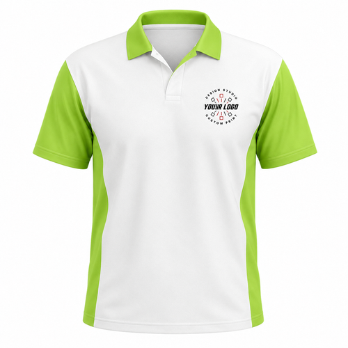 Cleaning Polo Shirt with Logo – White & Lime Green Housekeeping Uniform