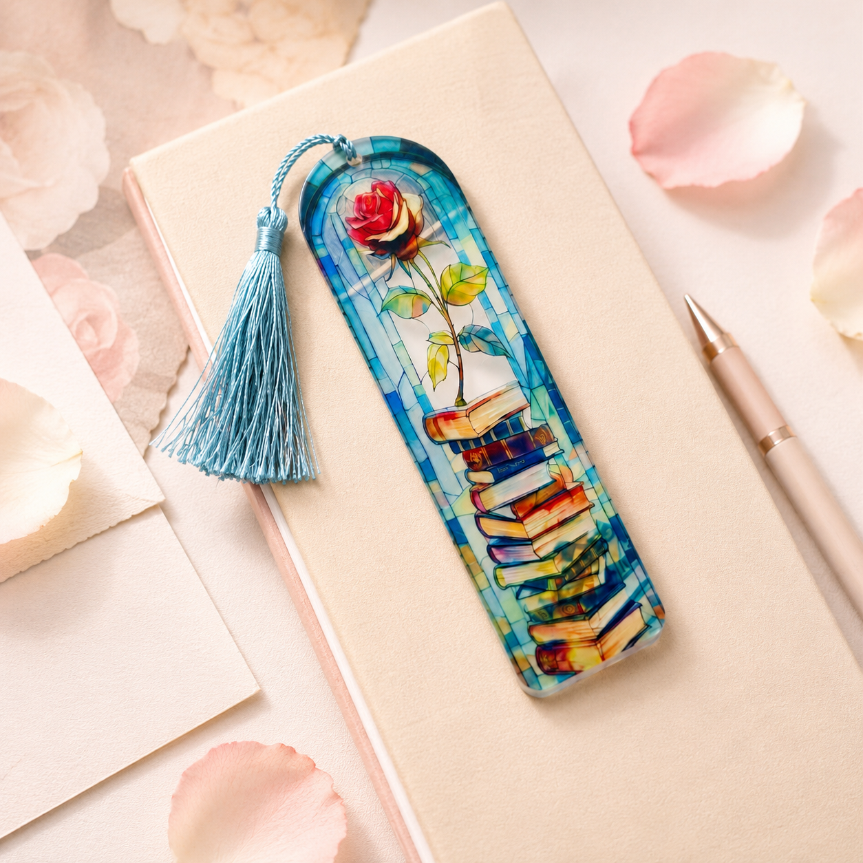 Rose Books Acrylic Suncatcher Bookmark