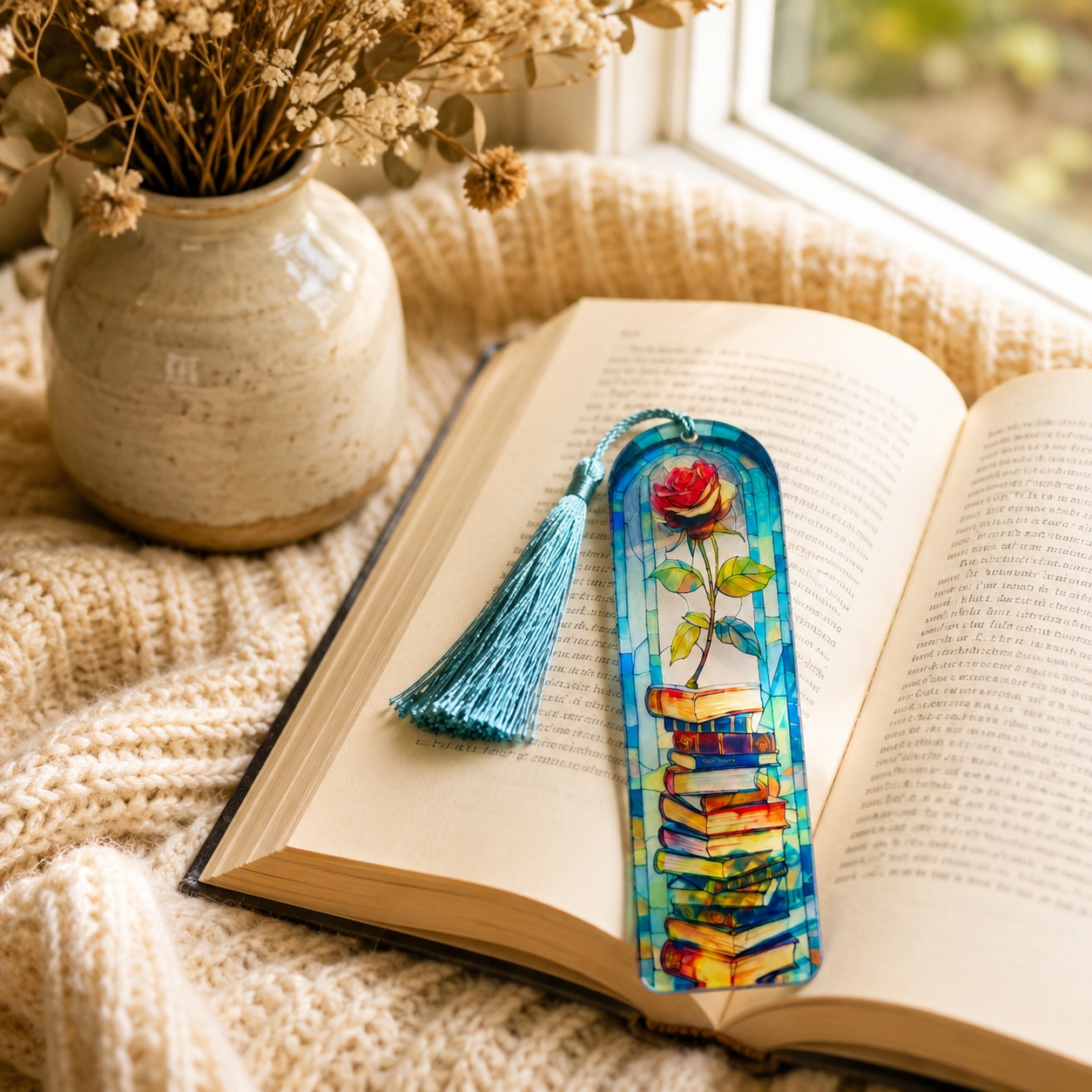 Rose Books Acrylic Suncatcher Bookmark