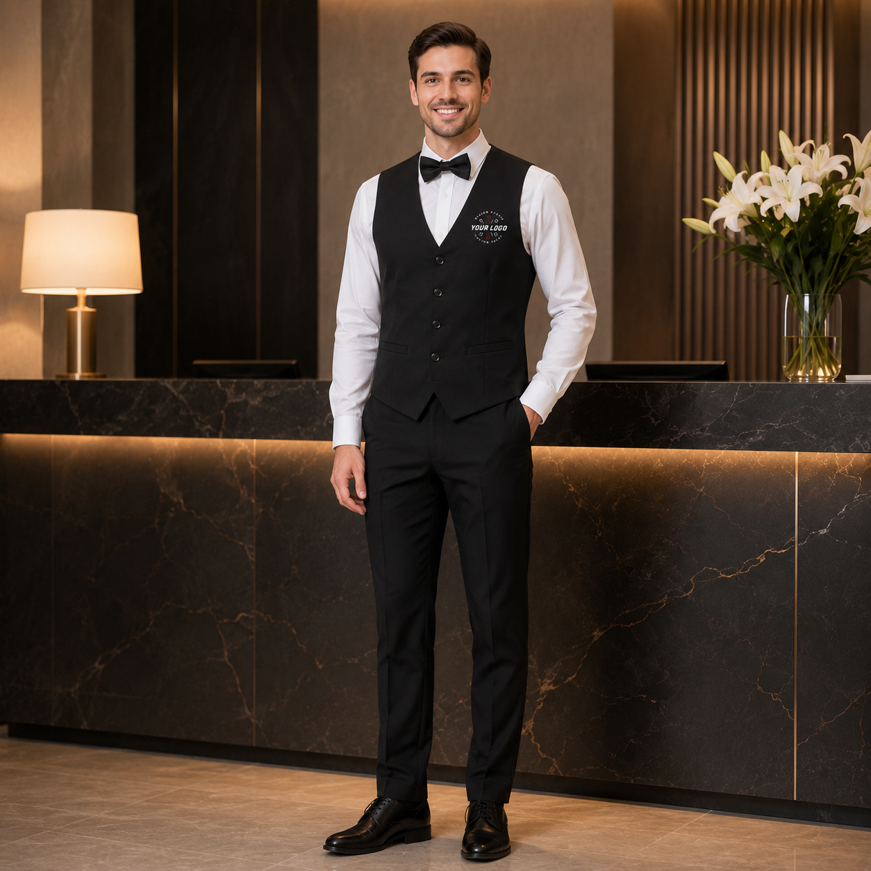 Waiter Uniform Set with Logo – Formal Restaurant Service Outfit