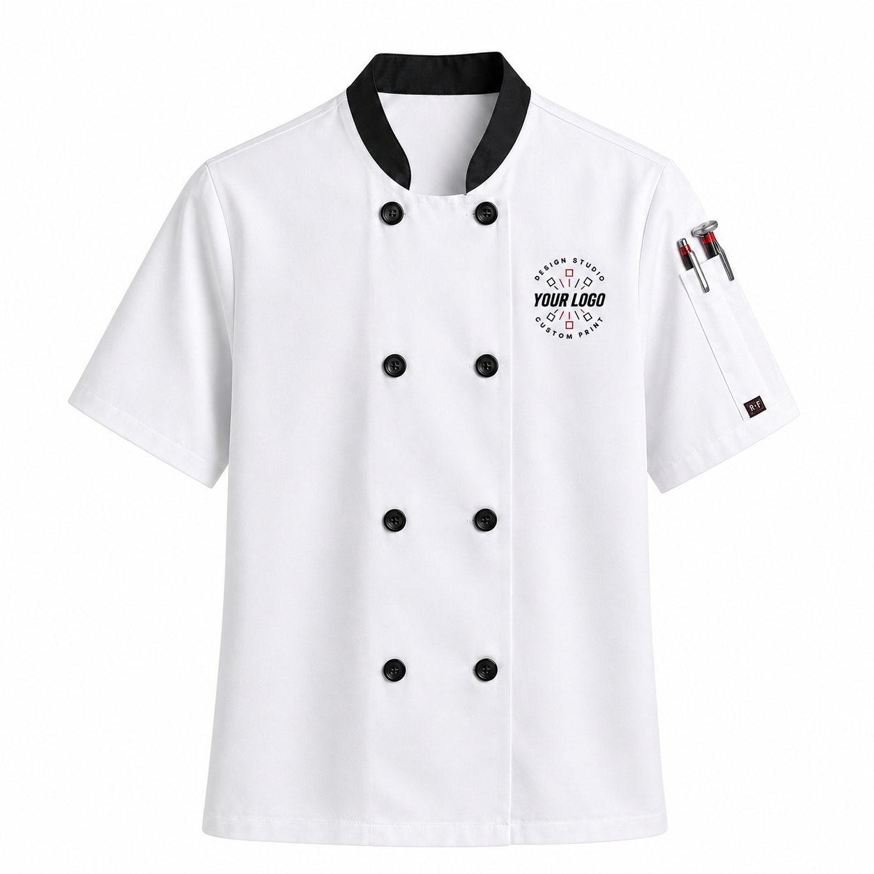 Short Sleeve Chef Jacket – Embroidered Restaurant Chef Coat with Logo