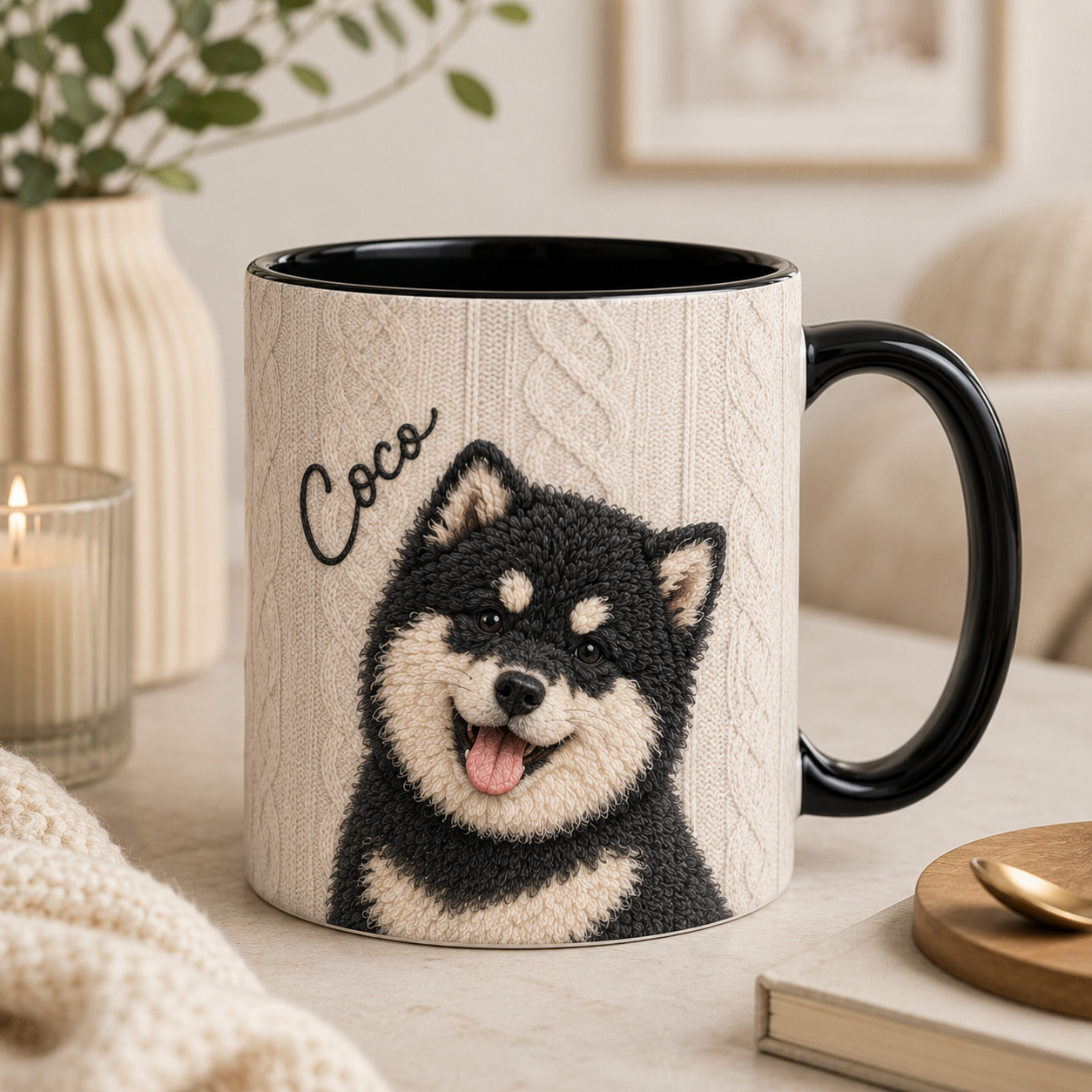 Custom Cozy Pet Portrait Mug