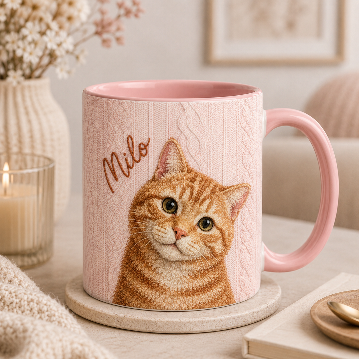 Custom Cozy Pet Portrait Mug
