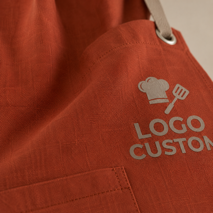 Logo & Name Cross-Back Apron – Linen-Look Bib Apron for Restaurants & Cafes